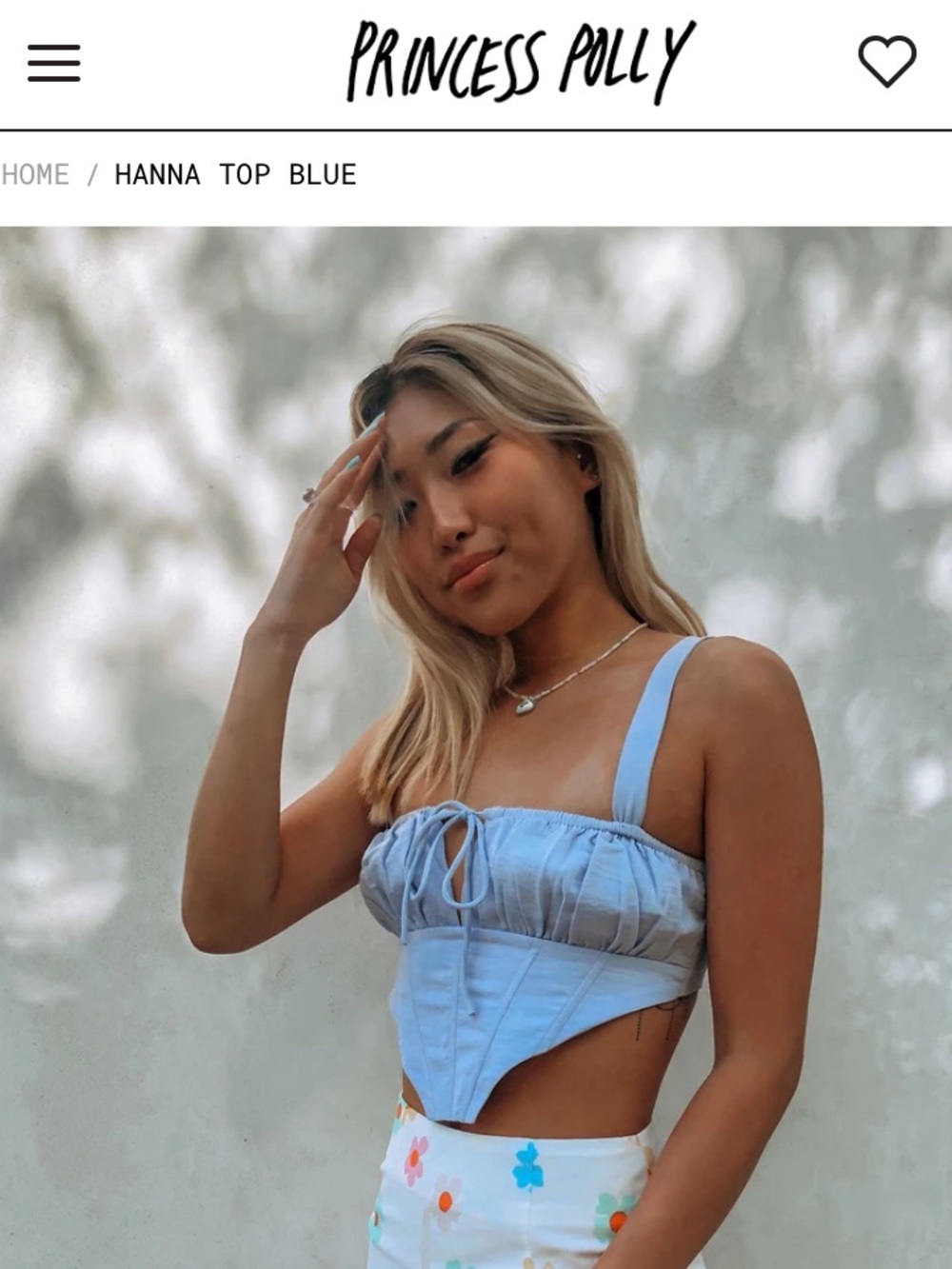 Princess Polly Blue corset crop top